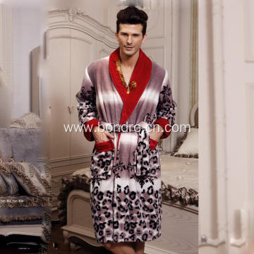 Fashionable Animal Pattern Fleece Mens Bathrobe